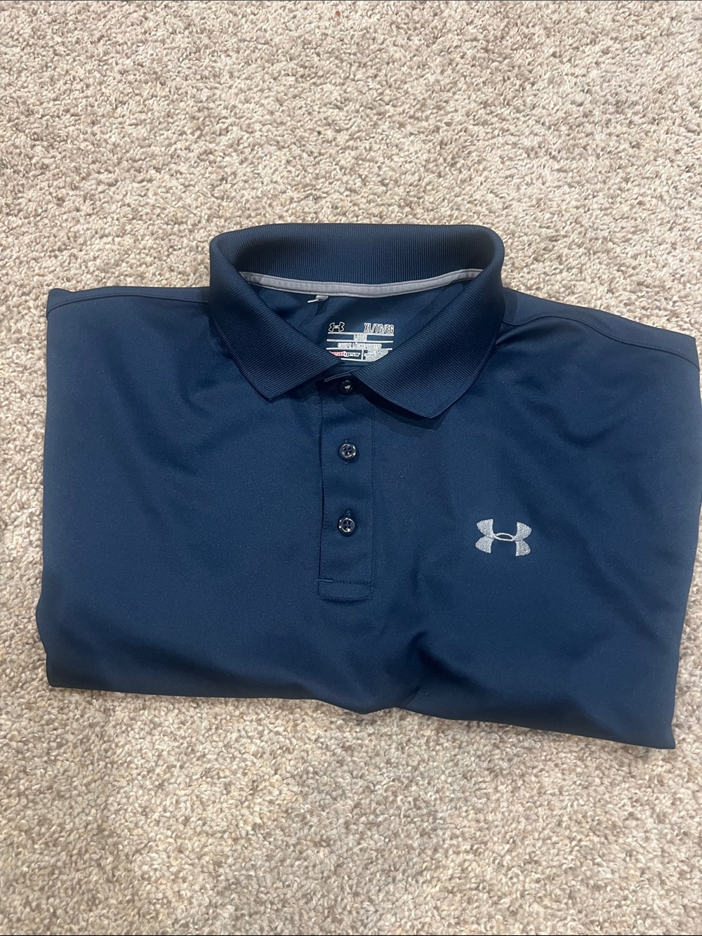Under Armour Men's Dark Navy Short-Sleeve Polo with Contrasting Logo